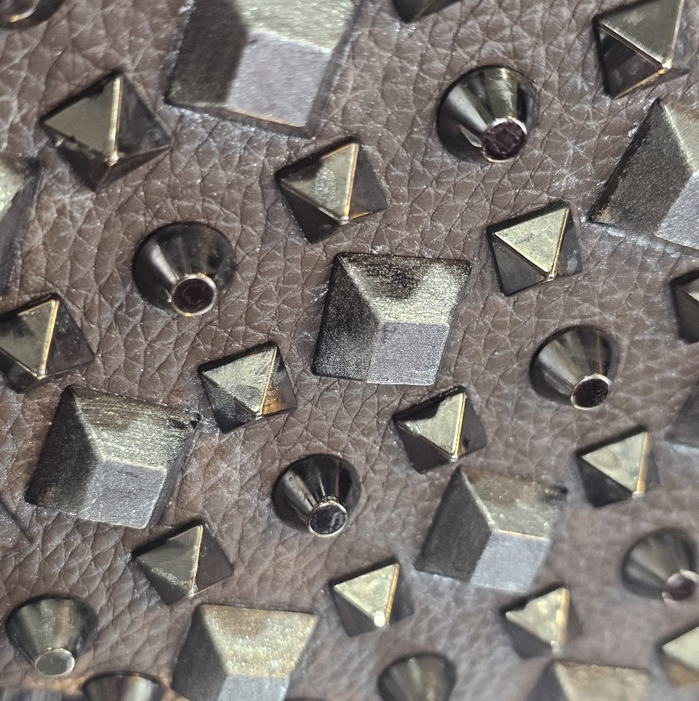 🤎Christian Louboutin Studded Panettone Zip-Around Wallet – Brown & Silver🩶 - Picture 12 of 15
